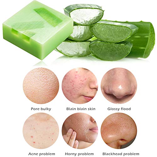 Jabón Natural, Jabón Manos y Cara, Jabón Vegano, Aloe Jabón 100% Natural Lucha Contra el Acné, Limpia, Purifica e Hidrata Profundamente la Piel