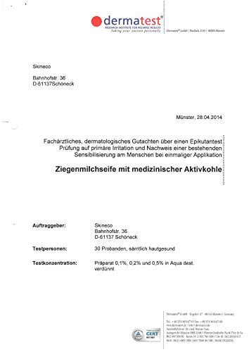 Jabón natural Skineco con carbón activo y leche de cabra con efecto exfoliante, jabón negro hecho a mano en proceso frío