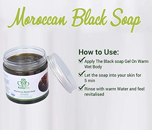 Jabón negro africano marroquí, el original para la exfoliación del cuerpo | experiencia en un hammam casero | exfoliar y eliminar las células muertas de la piel| 100% bio.