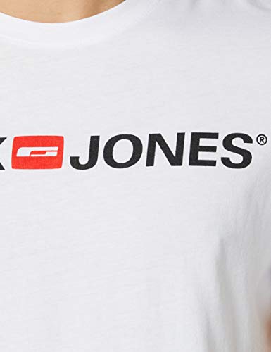 Jack & Jones Jjecorp Logo tee SS Crew Neck Noos Camiseta, Blanco (White Detail: Slim Fit), Small para Hombre