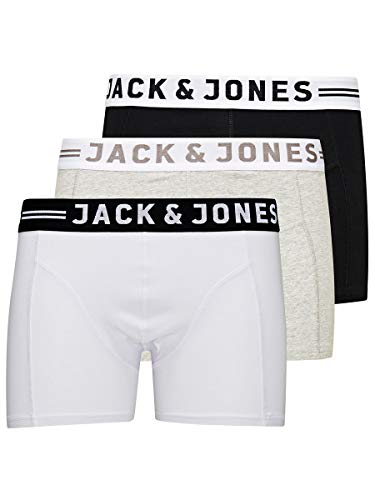 Jack & Jones Sense Trunks 3-Pack Bóxer, Light Grey Melange, Large (Pack de 3) para Hombre