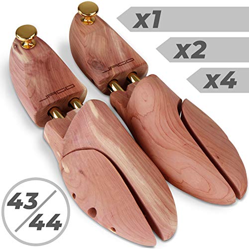 Jago Hormas para Zapatos de Cedro con Punta Dividida Ajustable - Tamaños 41 42 43 44, Madera de Cedro de Primera Calidad, Resorte de Tensión - Ensanchador de Zapatos Forma Plantillas Cuidado