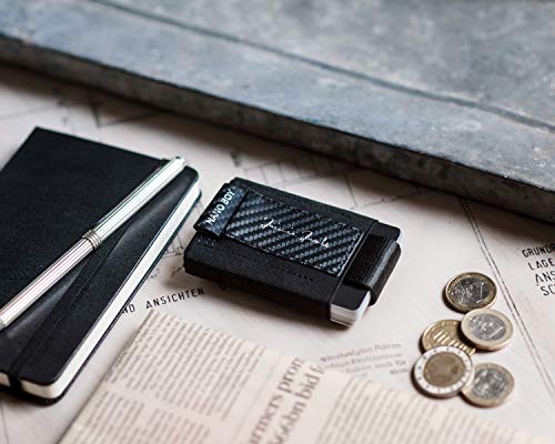 JAIMIE JACOBS Cartera Hombre Nano Boy Cartera Minimalista Slim Wallet Cartera Clip Cartera Pequeña Tarjetera Fina Pinza para Billetes Billetero para Hombres (Carbon)
