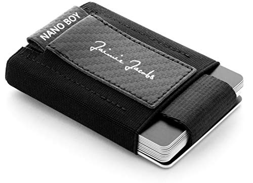 JAIMIE JACOBS Cartera Hombre Nano Boy Cartera Minimalista Slim Wallet Cartera Clip Cartera Pequeña Tarjetera Fina Pinza para Billetes Billetero para Hombres (Carbon)