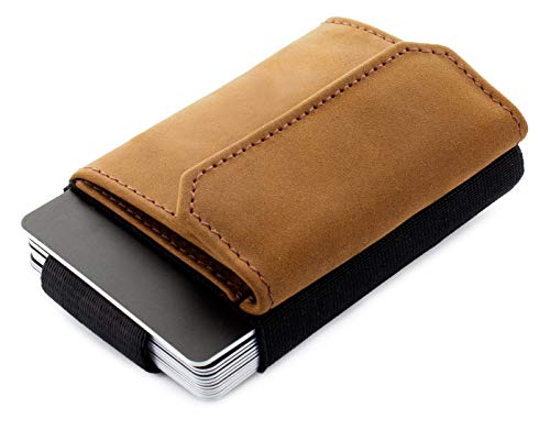 JAIMIE JACOBS Cartera Hombre Nano Boy Pocket Cartera Minimalista Slim Wallet Cartera Clip Cartera Pequeña Tarjetera Fina Pinza para Billetes Billetero para Hombres (Bronceado)
