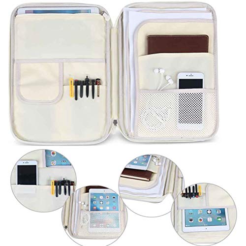 Jakago Carpeta portafolios portátil para documentos, tamaño A4, impermeable, organizador de documentos, pasaporte, iPad, funda de transporte con cremallera y asas, para viajar, reuniones, negocios