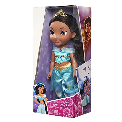 Jakks Pacific Princesa Disney, muñeca Jazmine Aladdin Detalle. Fíjate en su Pelo, Vestido, Corona, Zapatitos - Traje Multicolor con Preciosos Estampados