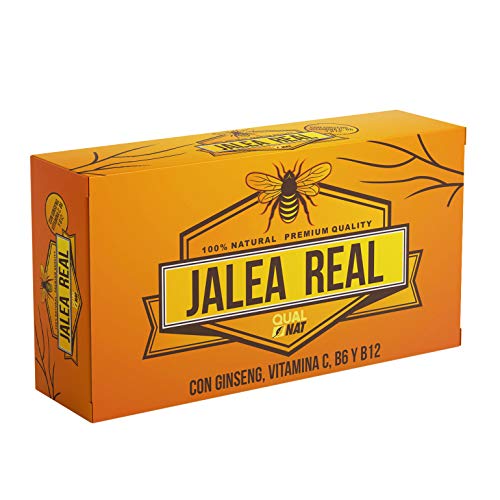Jalea Real con Ginseng Rojo | Vitamina C | Vitaminas B6 y B12 | Aporta Energía y Vitalidad | Aporta Energía y Vitalidad | Refuerza tus defensas (20 AMPOLLAS)- Qualnat