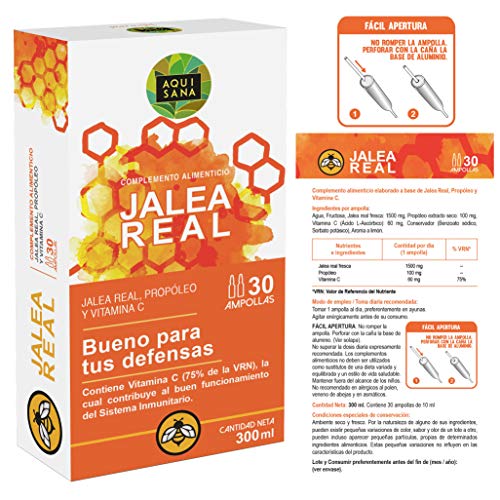 Jalea real con propóleo para mayor energía y vitalidad – Jalea con própolis y vitamina C para reforzar nuestro sistema inmune – 30 ampollas