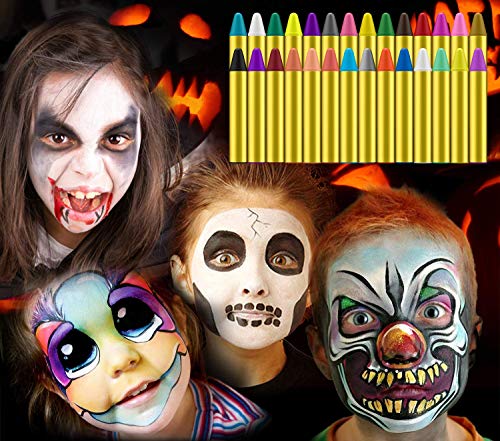 JamBer Pinturas Cara para Niños No Tóxico Pinturas Facial,28 Colores crayones de Pintura Carnaval Halloween, Fiestas, Semana Santa.Cosplay,Fiestas Temáticas - Regalo de Los Niños