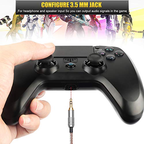 JAMSWALL Mando Inalámbrico para PS4, Gamepad Wireless Bluetooth Controlador Controller Joystick con Vibración Doble Remoto/6-Axis Gyro/Turbo/Panel táctil, Mando para PS4/PS3/ PC (negro)