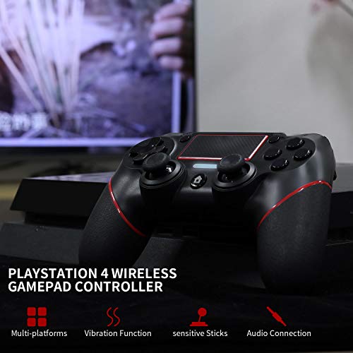 JAMSWALL Mando Inalámbrico para PS4, Mando para PS4/Pro/Slim/ PC, Controlador inalámbrico, Gamepad Wireless Bluetooth Controlador Joystick con Vibración Doble/Turbo/ Puerto de Audio/ Pantalla LED