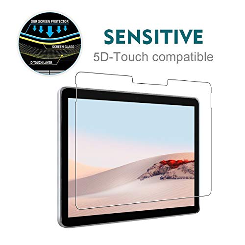 Janmitta para Microsoft Surface Go 2 Protector de Pantalla [2 Piezas], 9H Dureza [Alta Definicion] [Fácil de Instalar] Cristal Vidrio Templado Film para Microsoft Surface Go 2