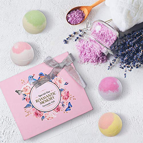Janolia Bolas de Baño, 4x100g Bolas con Aceites Esenciales, Materiales Naturales para SPA, Cuidado del Cuerpo y Relajación, Kit Regalo para Compleaños, Fiestas y Festivales