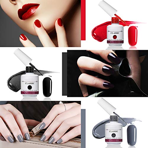 Janolia Esmaltes Semipermanente, 8pcs Kit Esmaltes de UV, 6 Colores y Capas Superior y Base, Gel Barniz Semipermanente