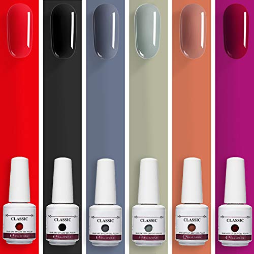 Janolia Esmaltes Semipermanente, 8pcs Kit Esmaltes de UV, 6 Colores y Capas Superior y Base, Gel Barniz Semipermanente