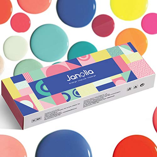 Janolia Esmaltes Semipermanente, 8pcs Kit Esmaltes de UV, 6 Colores y Capas Superior y Base, Gel Barniz Semipermanente