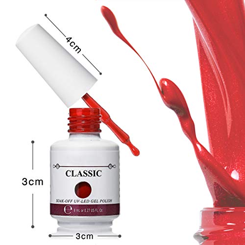 Janolia Esmaltes Semipermanente, 8pcs Kit Esmaltes de UV, 6 Colores y Capas Superior y Base, Gel Barniz Semipermanente