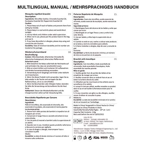 Janolia Set de Pulseras de Citronela, 12 Pulseras & 32 Pegatinas, Ajustables para los Niños y Adultos, Pegatinas Pueden Pegar en Ropas de Niños