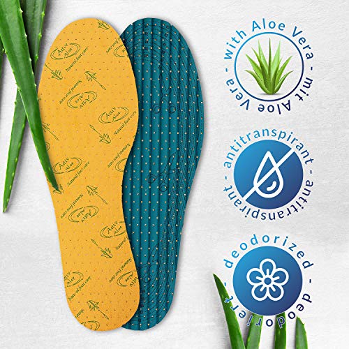 jaQob Aloe Vera Soft Plantillas antiinflamatorias con aroma fresco - Plantillas para pies descalzos - 3 pares 36-46