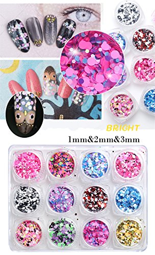 JasChrerry 12 colores Brillante uñas arte diseño Sparkle Glitter Lentejuelas Manicura Decoración - Rond Paillettes para DIY Nail Art (7g/Frasco, 130g/Set) #2