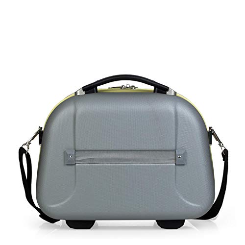 JASLEN - Neceser Grande de Viaje Rígido ABS, Maleta de Aseo. Cinta para Trolley. Múltiples Compartimentos. Espejo. Resistente Ligero Duradero. Marca y Calidad. 56525, Color Amarillo-Plata