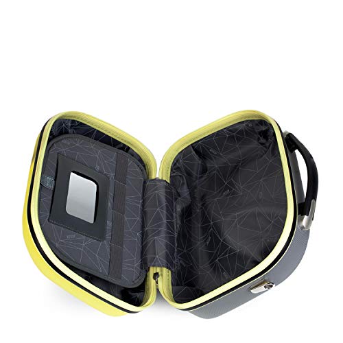 JASLEN - Neceser Grande de Viaje Rígido ABS, Maleta de Aseo. Cinta para Trolley. Múltiples Compartimentos. Espejo. Resistente Ligero Duradero. Marca y Calidad. 56525, Color Amarillo-Plata