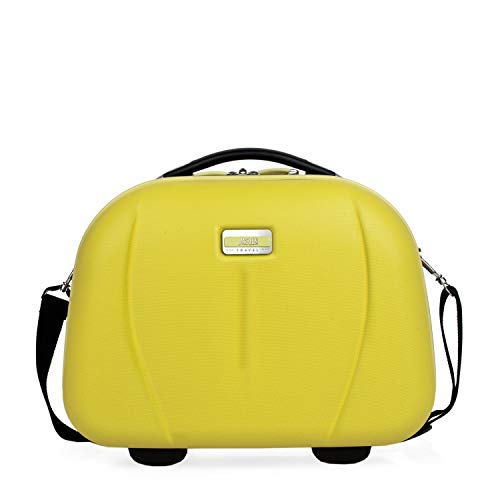 JASLEN - Neceser Grande de Viaje Rígido ABS, Maleta de Aseo. Cinta para Trolley. Múltiples Compartimentos. Espejo. Resistente Ligero Duradero. Marca y Calidad. 56525, Color Amarillo-Plata