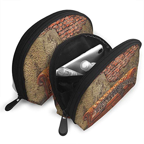 JDHFJ Decadence Grunge Ruin Brick Wall Bolsas portátiles Clutch Pouch Coin Purse Bolsa de Almacenamiento de Viaje cosmético OneBig and OneSmall 2Pcs Papelería Lápiz Bolsa multifunción Cartera para ni