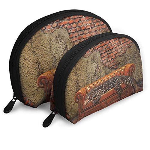 JDHFJ Decadence Grunge Ruin Brick Wall Bolsas portátiles Clutch Pouch Coin Purse Bolsa de Almacenamiento de Viaje cosmético OneBig and OneSmall 2Pcs Papelería Lápiz Bolsa multifunción Cartera para ni