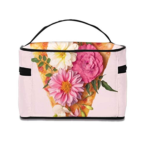 JDYU Floral Pizza Bolsa de Maquillaje Bolsa de cosméticos Grande Estuche de Maquillaje Estuche Organizador Neceser de Viaje para Mujeres