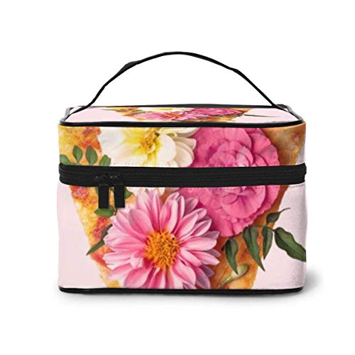 JDYU Floral Pizza Bolsa de Maquillaje Bolsa de cosméticos Grande Estuche de Maquillaje Estuche Organizador Neceser de Viaje para Mujeres