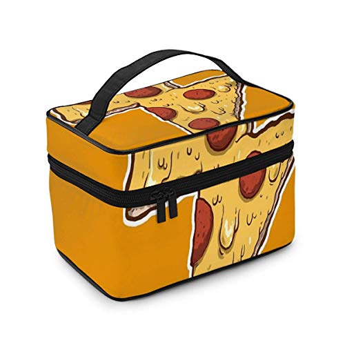 JDYU Thunder Cheesy Pizza Bolsa de Maquillaje Bolsa de cosméticos Grande Estuche de Maquillaje Estuche Organizador Neceser de Viaje para Mujeres