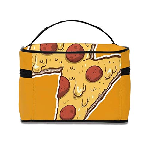 JDYU Thunder Cheesy Pizza Bolsa de Maquillaje Bolsa de cosméticos Grande Estuche de Maquillaje Estuche Organizador Neceser de Viaje para Mujeres