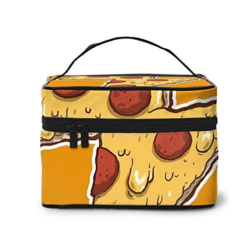 JDYU Thunder Cheesy Pizza Bolsa de Maquillaje Bolsa de cosméticos Grande Estuche de Maquillaje Estuche Organizador Neceser de Viaje para Mujeres