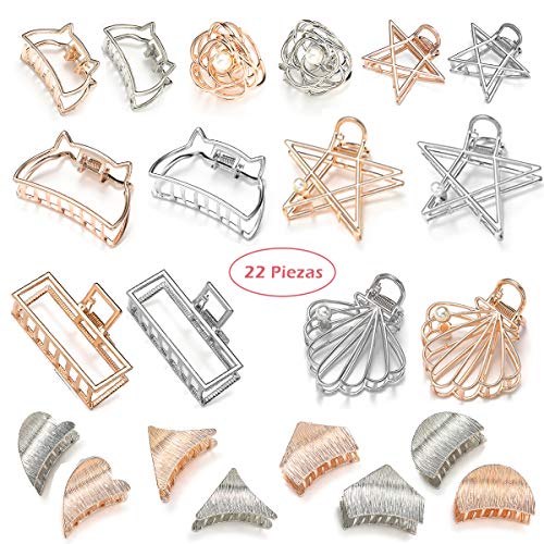 J&E, 22pcs Pinzas de Pelo, Hebillas del Pelo, Clips de Garra de Metal Accesorios Para Recoger el Pelo