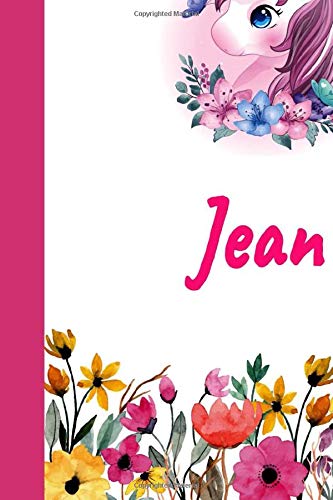 Jean's Notebook: Cute Notebook Unicorn for Girls School Writing Notes Journal. Jean Personalized Name Gifts. 8.5 x 11 inches - 110 Ruled Pages