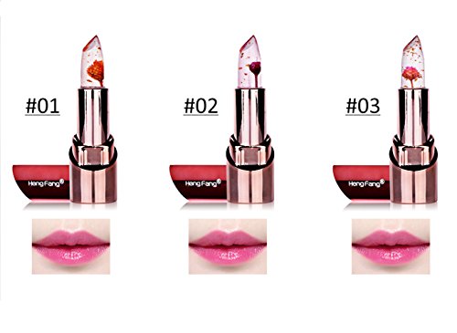 Jelly Lipstick richoose larga duración de cambio de color hydrater brillante flor exceso brillante de labios cosmética profesional con un beau espejo para la moda de las mujeres