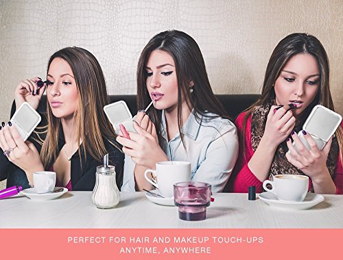 Jerrybox Espejo de Mano | Espejo Aumento con Doble Cara 10x / 1x para Maquillaje, Espejo de Bolsillo, Color Plateado