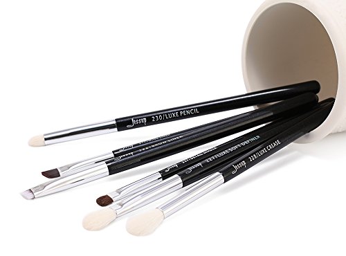 Jessup búfer de belleza, 6 piezas Corrector de ojos pestañas ahumado lápiz de sombra de ojos hecho a mano cable de pelo cosméticos maquillaje Set Kit de cartucho negro/plata T181