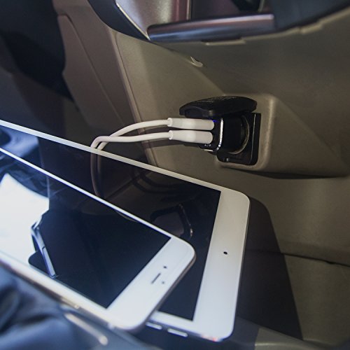 JETech USB Cargador de Coche 24W 4.8A Doble Puerto, Negro