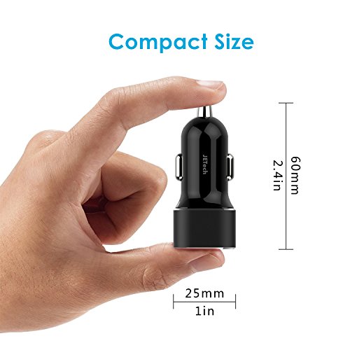 JETech USB Cargador de Coche 24W 4.8A Doble Puerto, Negro