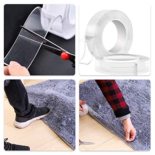 Jeteven Cinta Adhesiva Lavable, Reutilizable Nano Tape, Cinta Doble Cara Extra Fuerte, Cinta de Doble Cara Multifuncional Cinta Adhesiva Extraíble transparente 9.84FT
