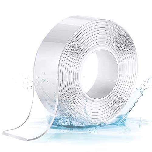 Jeteven Cinta Adhesiva Lavable, Reutilizable Nano Tape, Cinta Doble Cara Extra Fuerte, Cinta de Doble Cara Multifuncional Cinta Adhesiva Extraíble transparente 9.84FT