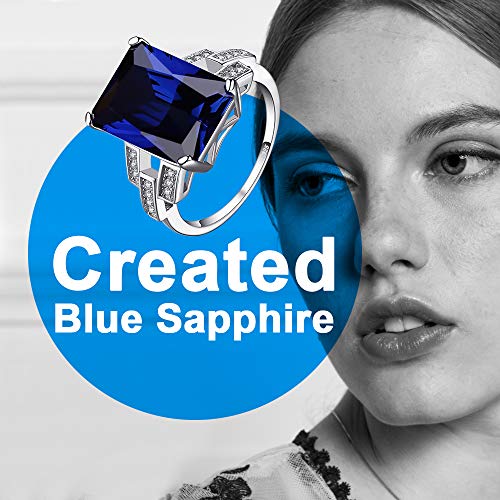 JewelryPalace Anillo femenino con Zafiro cuadrado en plata de ley 925 Tamaño 19