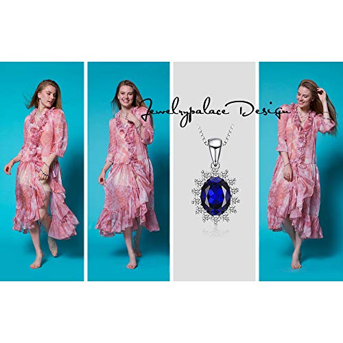 JewelryPalace Colgante Princesa Diana William Kate Middleton Vintage 3.2ct Zafiro Azul Creado Piedra Preciosa Oval Collar Plata de ley 925 cadena de caja 45cm