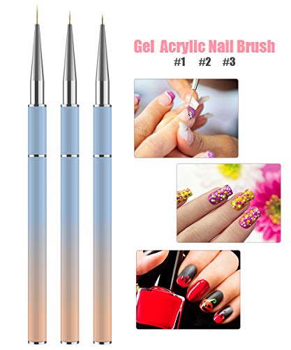 JFUNE 7PCS Cepillo uñas pinceles para decoración de uñas, Nail Art acrílico pintura UV GEL dibujo diseño cepillo (7pcs)