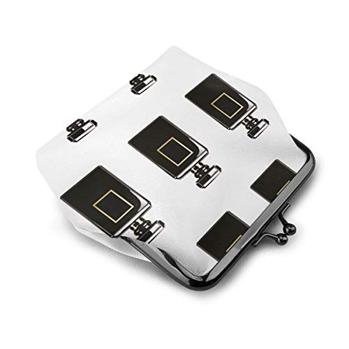 JHGFG, Botella de Perfume Negra de Cuero PU, Exquisita Hebilla, monederos, Bolsa clásica, Monedero clásico con Cierre de Beso, Monedero de Regalo