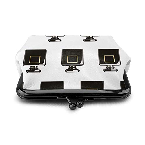 JHGFG, Botella de Perfume Negra de Cuero PU, Exquisita Hebilla, monederos, Bolsa clásica, Monedero clásico con Cierre de Beso, Monedero de Regalo