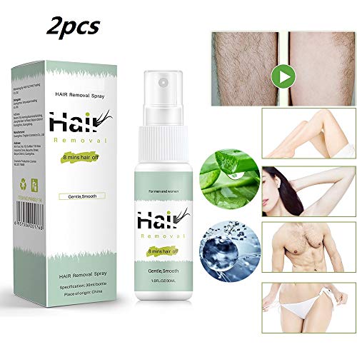 JHGJG Spray de depilación indoloro de 30 ml, inhibidor del Crecimiento del Vello, Bikini, depilatorio Corporal Particular para piernas, Brazos y Axilas de Hombres y Mujeres (2pcs)